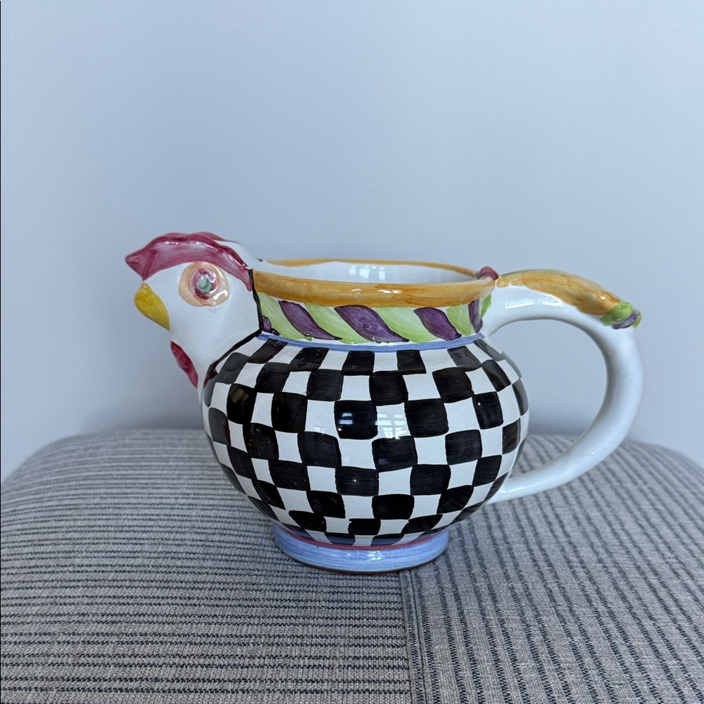 MacKenzie-Childs Rooster Pitcher Piccadilly Pattern